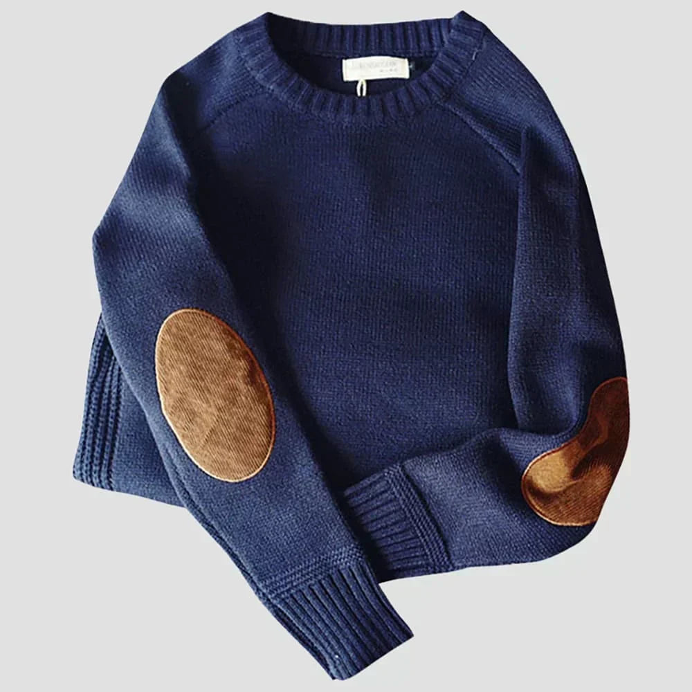 Fabian | Herren Klassischer Strickpullover mit Ellbogenpatches für den Winter – Pullover & Strick