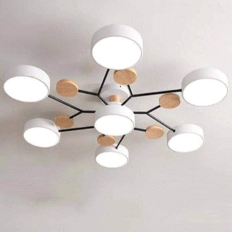 Muto Deckenleuchte Holz  Modern Rund LED Weiß Schlaf/Wohnzimmer – Bild 14 von 23