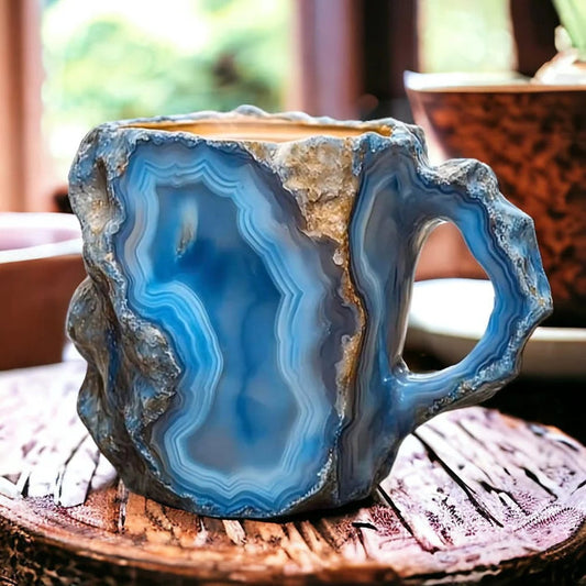 KaffeeTassen GlaceCup| Handgefertigt & Mineral Kristall| Isolierend & Mikrowellengeeignet| 350–450 ml – Küchenzubehör