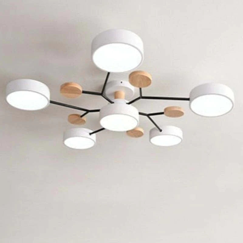 Muto Deckenleuchte Holz  Modern Rund LED Weiß Schlaf/Wohnzimmer – Bild 13 von 23