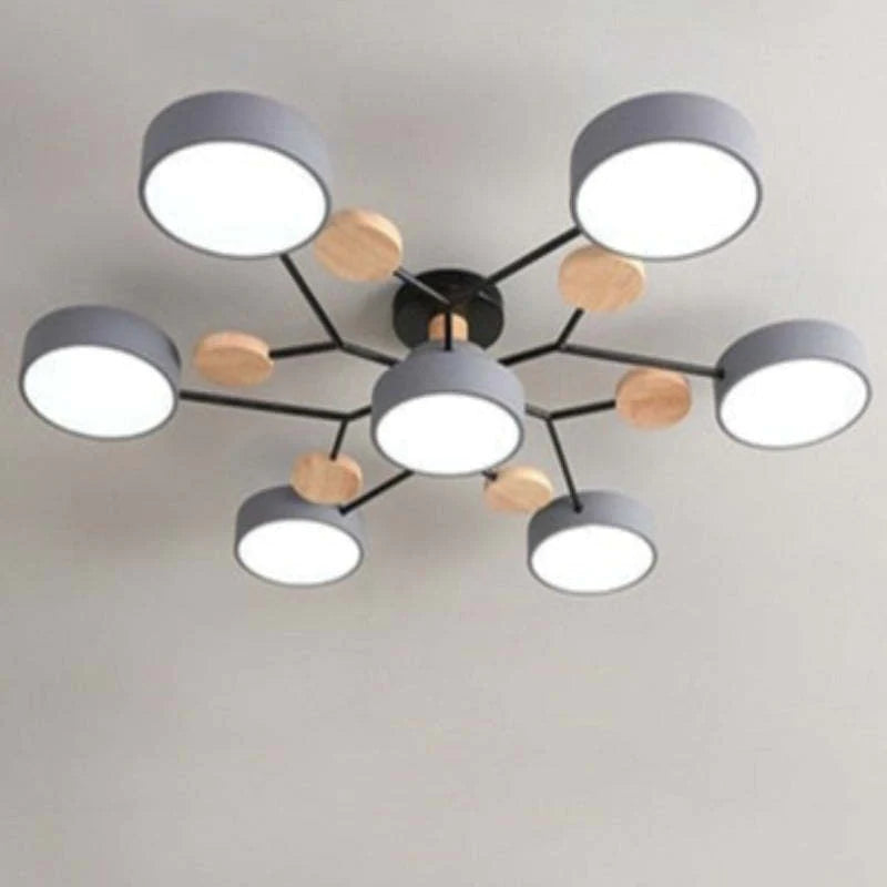 Muto Deckenleuchte Holz  Modern Rund LED Weiß Schlaf/Wohnzimmer – Bild 22 von 23