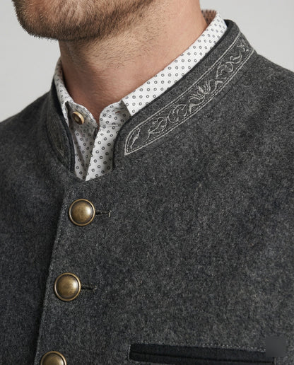 Elegante Herren Trachtenweste Grau Traditionell – Bild 2 von 5