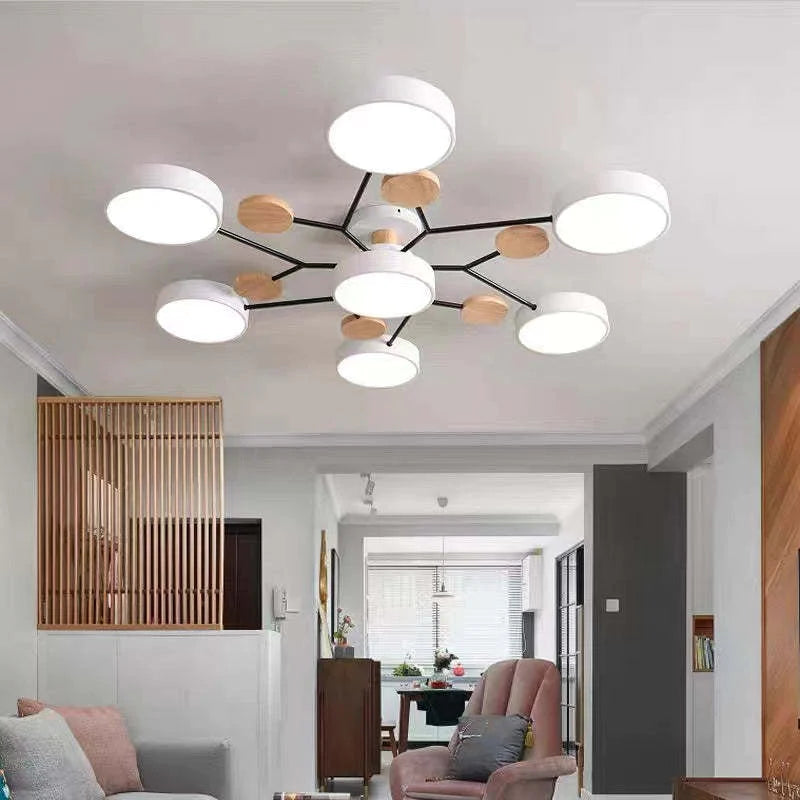 Muto Deckenleuchte Holz  Modern Rund LED Weiß Schlaf/Wohnzimmer – Bild 9 von 23