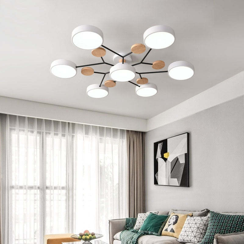 Muto Deckenleuchte Holz  Modern Rund LED Weiß Schlaf/Wohnzimmer – Bild 2 von 23
