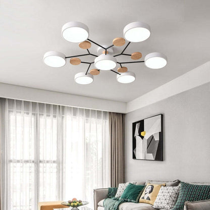 Muto Deckenleuchte Holz  Modern Rund LED Weiß Schlaf/Wohnzimmer – Bild 2 von 23