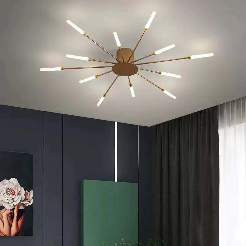Industrial LED Deckenleuchte Schwarz/Gold Wohnzimmer Metall – Bild 19 von 24