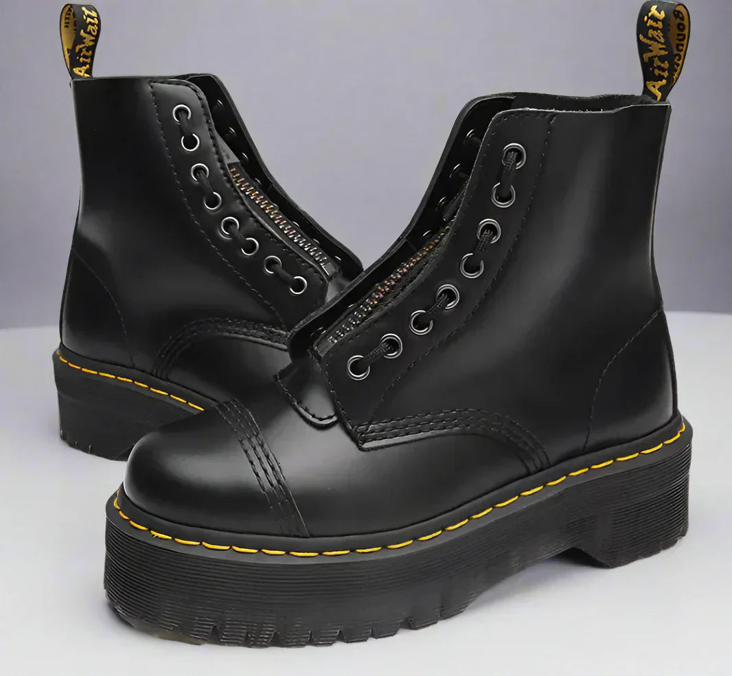 Damen Leder Schnürstiefel - Robust & Elegant - Schwarz – Bild 6 von 7