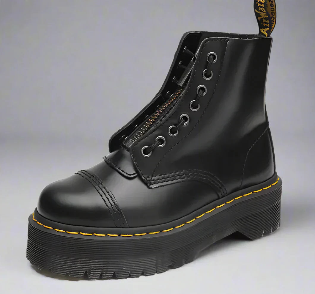 Damen Leder Schnürstiefel - Robust & Elegant - Schwarz – Bild 5 von 7