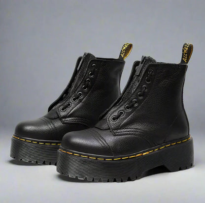 Damen Leder Schnürstiefel - Robust & Elegant - Schwarz – Bild 7 von 7
