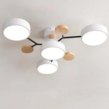 Muto Deckenleuchte Holz  Modern Rund LED Weiß Schlaf/Wohnzimmer – Bild 23 von 23