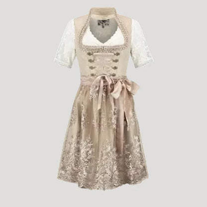 Traditionelles Deutsches Dirndlkleid mit Schnürmieder und Spitzenbluse – Damenkleid
