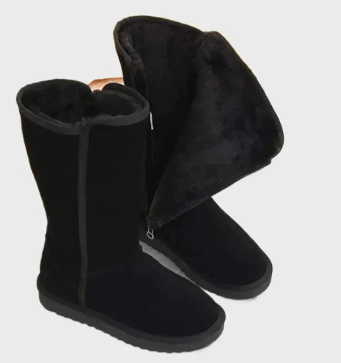 Suede Schaffell Damenstiefel – Bild 3 von 4