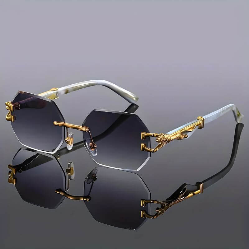 Hexagon Sonnenbrille mit Goldakzenten - UV-Schutz – Bild 3 von 6