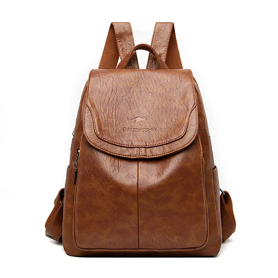 Diebstahlsicherer Lederrucksack für Damen – Bild 7 von 11