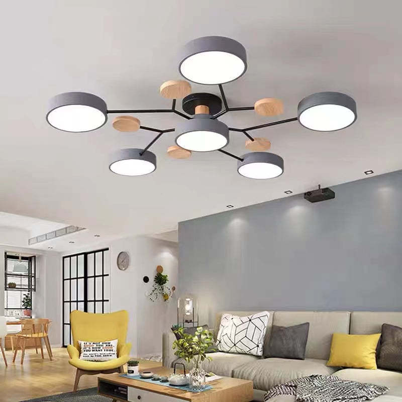 Muto Deckenleuchte Holz  Modern Rund LED Weiß Schlaf/Wohnzimmer – Bild 6 von 23