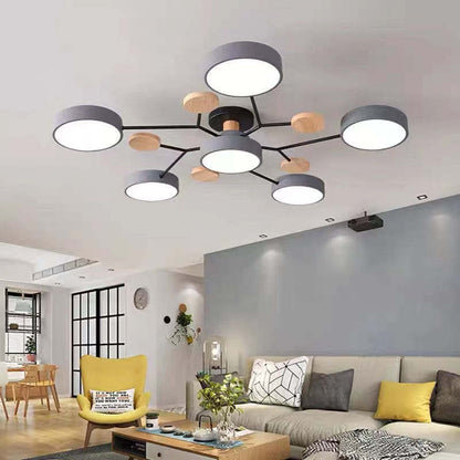 Muto Deckenleuchte Holz  Modern Rund LED Weiß Schlaf/Wohnzimmer – Bild 6 von 23