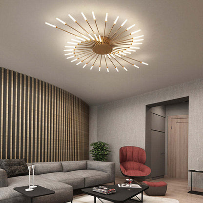 Industrial LED Deckenleuchte Schwarz/Gold Wohnzimmer Metall – Bild 22 von 24