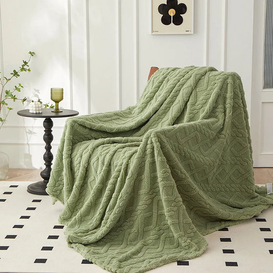 Lammwolldecke WoolAura| Beidseitig verdickt| Imitiertes Flanell & Lammwolle| Weich & warm – Heimtextilien