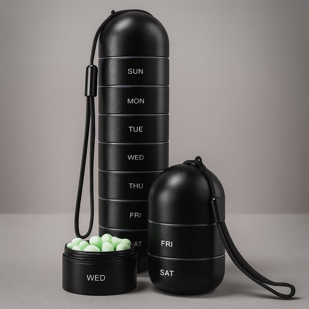 Aluminium Aufbewahrungsbox mit 7 Fächern für Tabletten – Pelanva – Ansicht 3