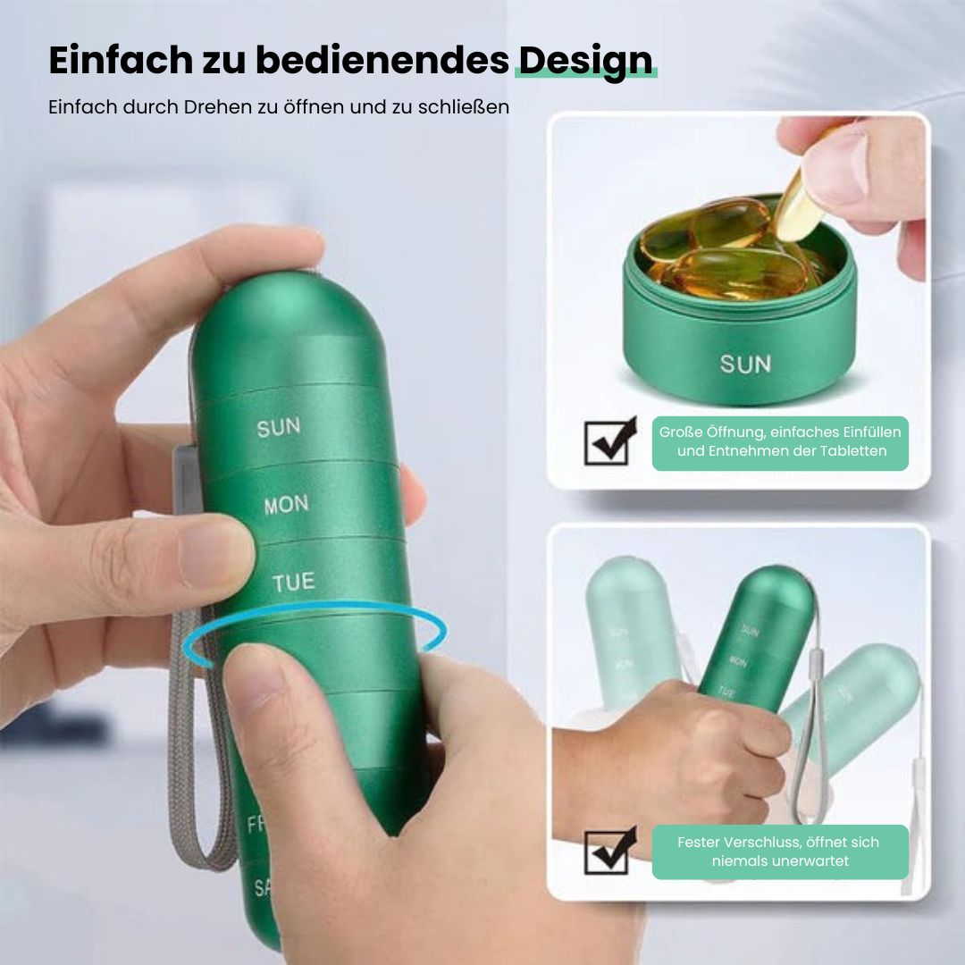 Aluminium Aufbewahrungsbox mit 7 Fächern für Tabletten – Pelanva – Ansicht 4
