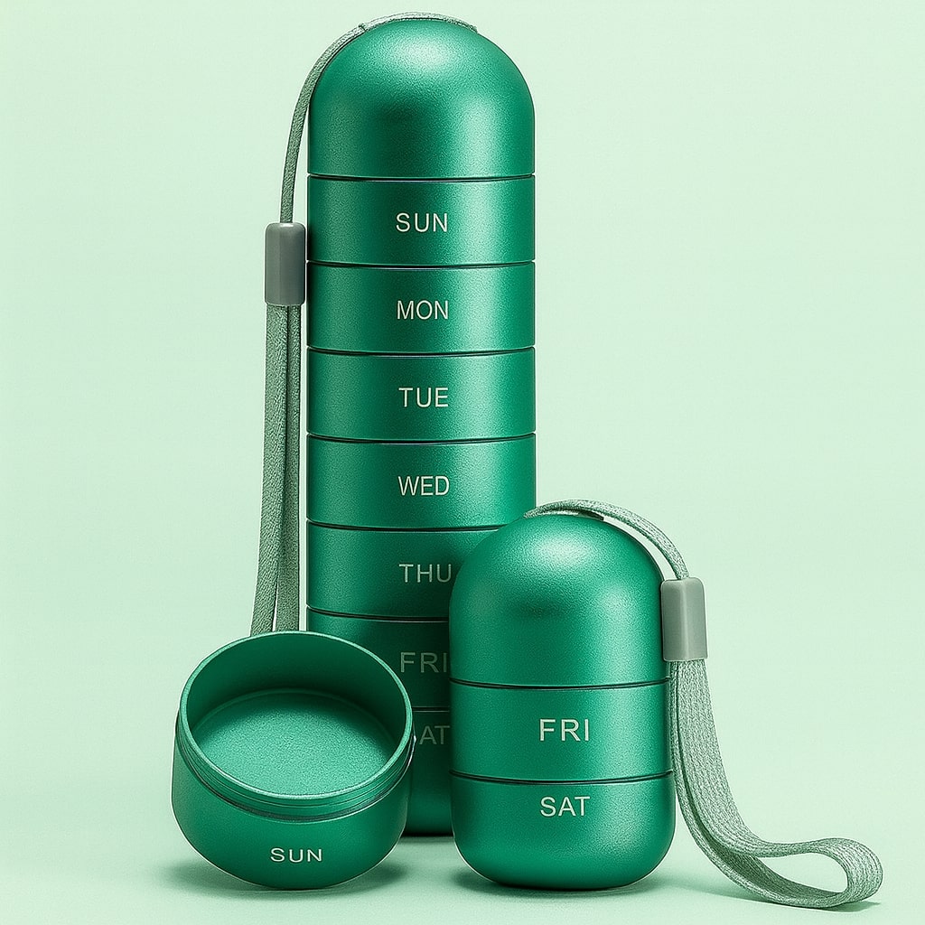 Aluminium Aufbewahrungsbox mit 7 Fächern für Tabletten – Pelanva – Ansicht 5