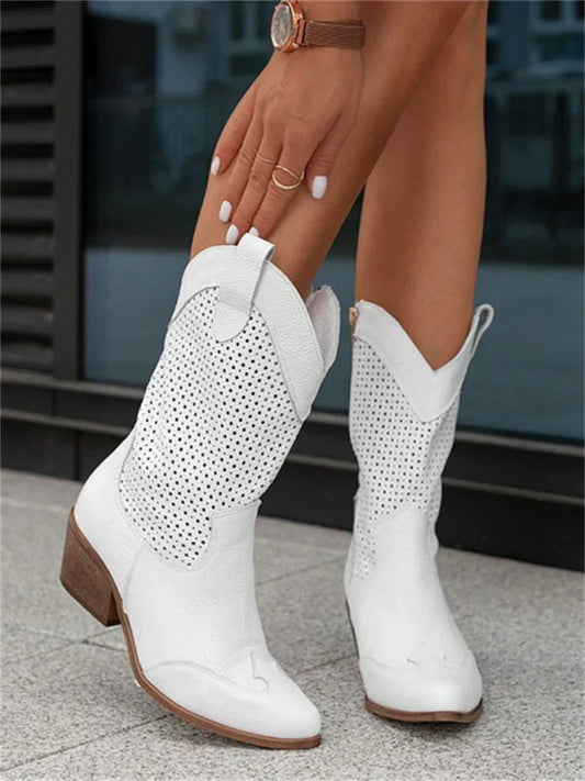 Atmungsaktive Schicke Cowboy-Stiefel mit Reißverschluss – Stiefel