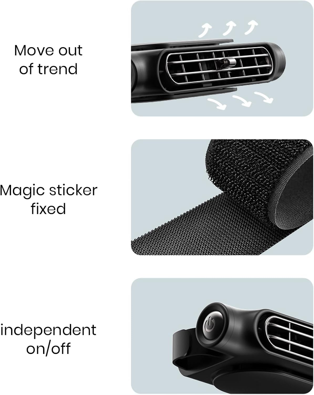 USB-Autoventilator mit 3 Geschwindigkeiten und Kopfstützenhalter – Pelanva – Ansicht 4