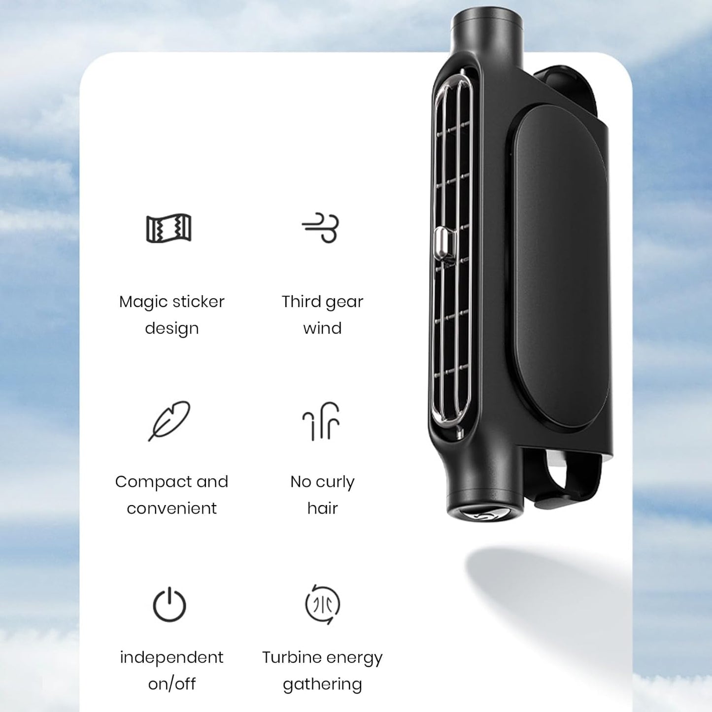 USB-Autoventilator mit 3 Geschwindigkeiten und Kopfstützenhalter – Pelanva – Ansicht 6