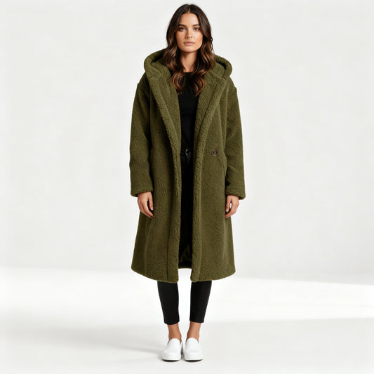Damen Teddy Mantel mit Kapuze – Jacke & Mantel