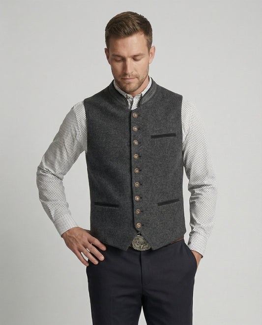 Elegante Herren Trachtenweste Grau Traditionell – Weste