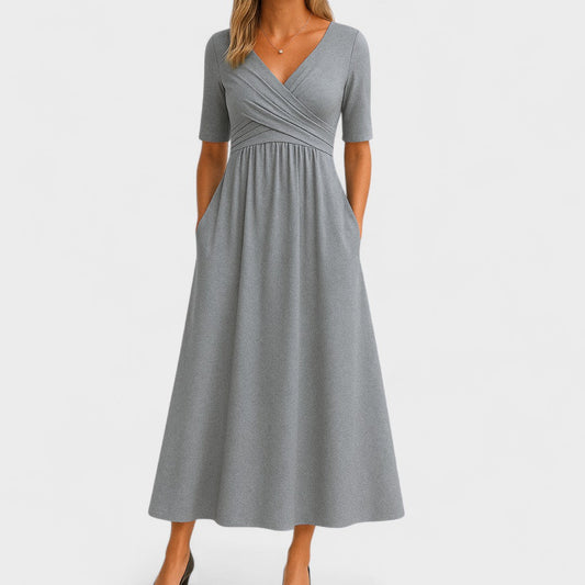 Elsa | Damen Kleid im Wickelstil mit V-Ausschnitt – Damenkleid