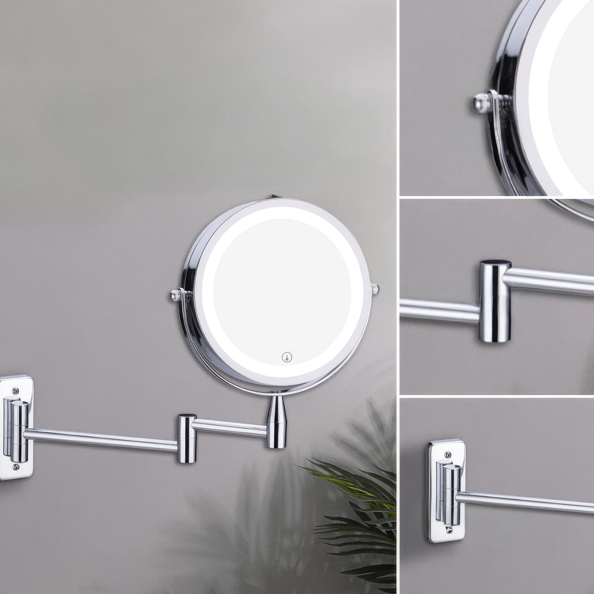 Evida LED-Vergrößerungsspiegel mit Chrom-Finish - Präzises Schminken