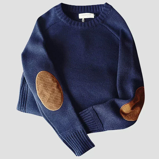 Fabian | Herren Klassischer Strickpullover mit Ellbogenpatches für den Winter – Pullover & Strick