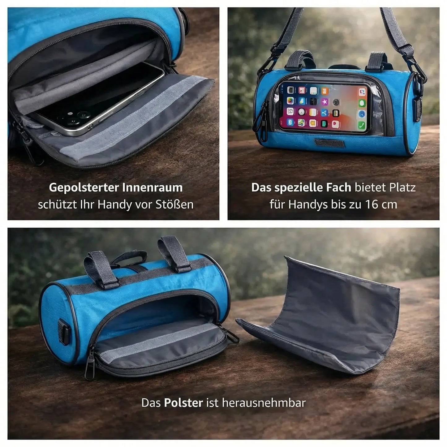Wasserdichte Fahrrad-Lenkertasche mit Touchscreen – Pelanva – Ansicht 3