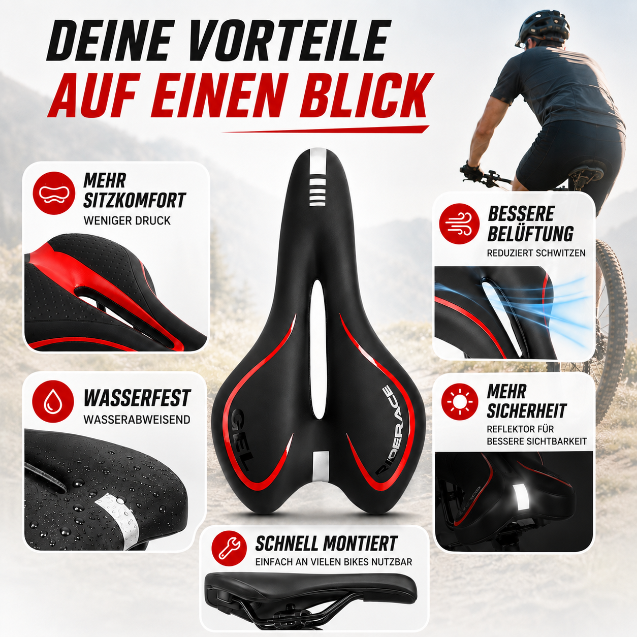 Fahrradsattel Gel – Pelanva – Ansicht 3
