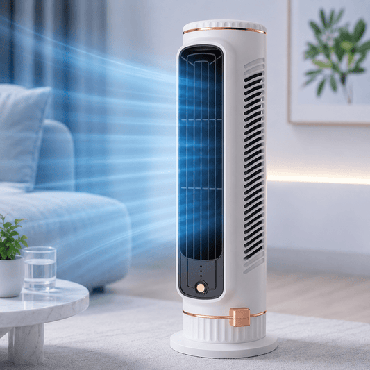 Flügelloser Turmventilator für leise 360° Raumkühlung – Pelanva – Ansicht 1