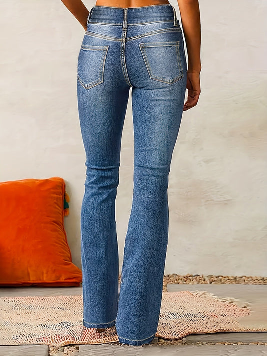 Greta | Damen High-Waist Jeans mit weitem Bein – Hose
