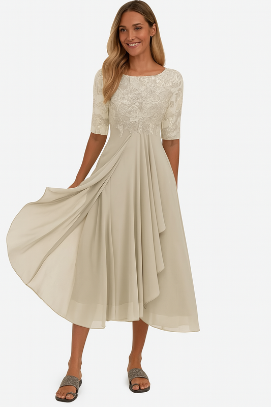 Greta | Damen Sommer A Linie Midi Kleid – Damenkleid