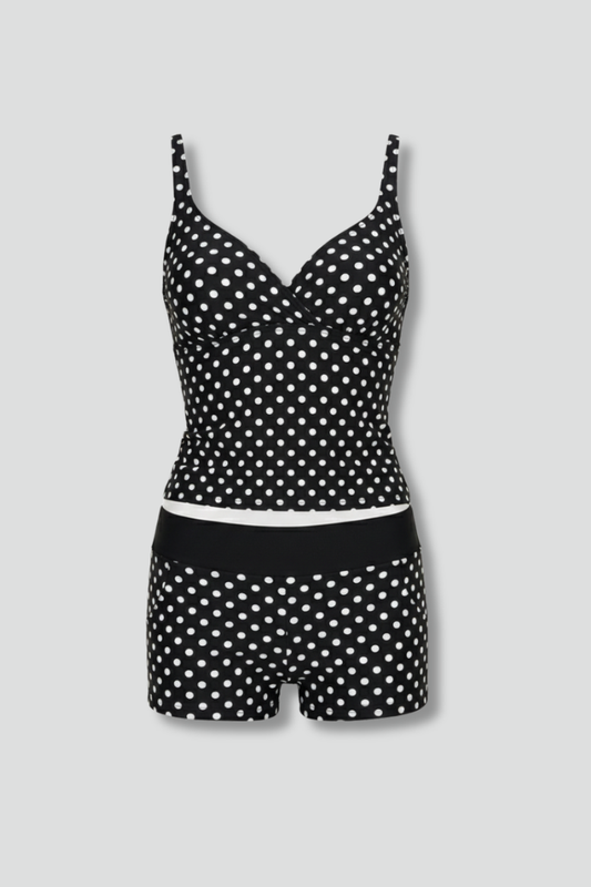 Greta | Damen Tankini-Set mit Polka-Dots und Shorts – Bademode