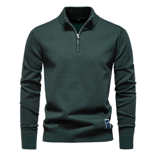 Herren Pullover mit kurzem Reißverschluss und modischem Stehkragen – Pullover & Strick