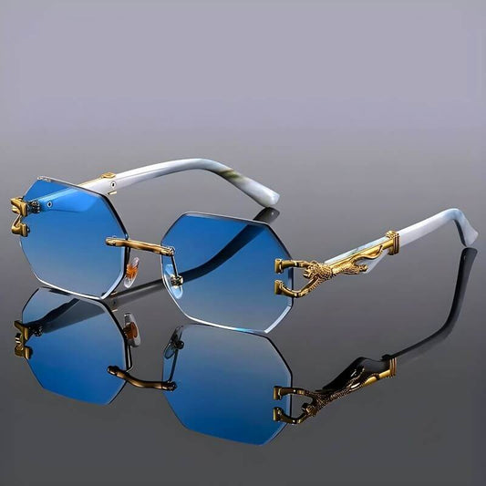 Hexagon Sonnenbrille mit Goldakzenten - UV-Schutz – Brille