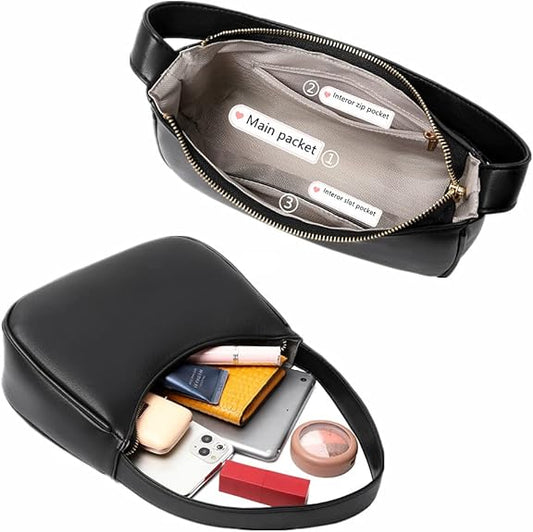 Kleine Leder-Hobo-Tasche mit Reißverschluss – Pelanva