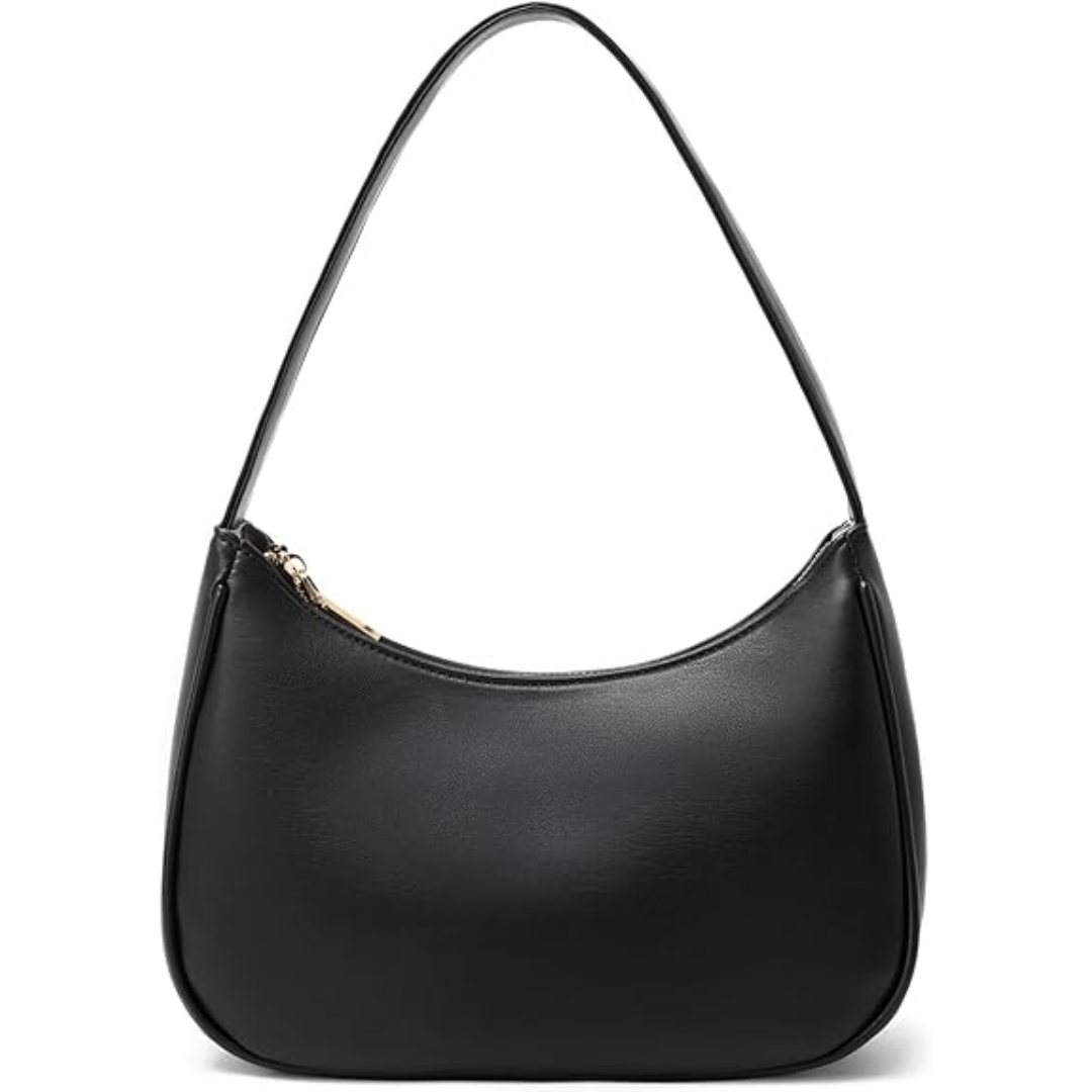 Kleine Leder-Hobo-Tasche mit Reißverschluss, Detailansicht – Pelanva
