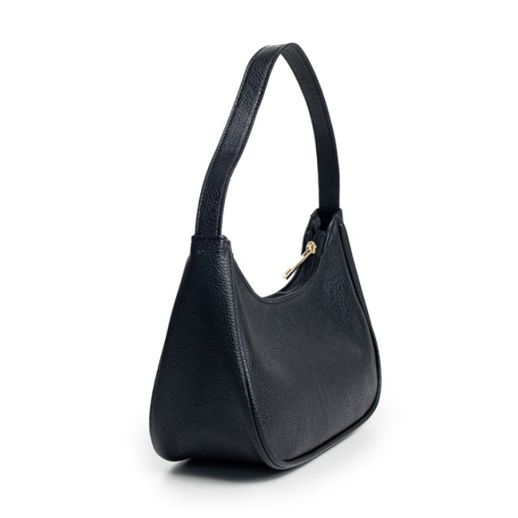 Kleine Leder-Hobo-Tasche mit Reißverschluss, Seitenansicht – Pelanva