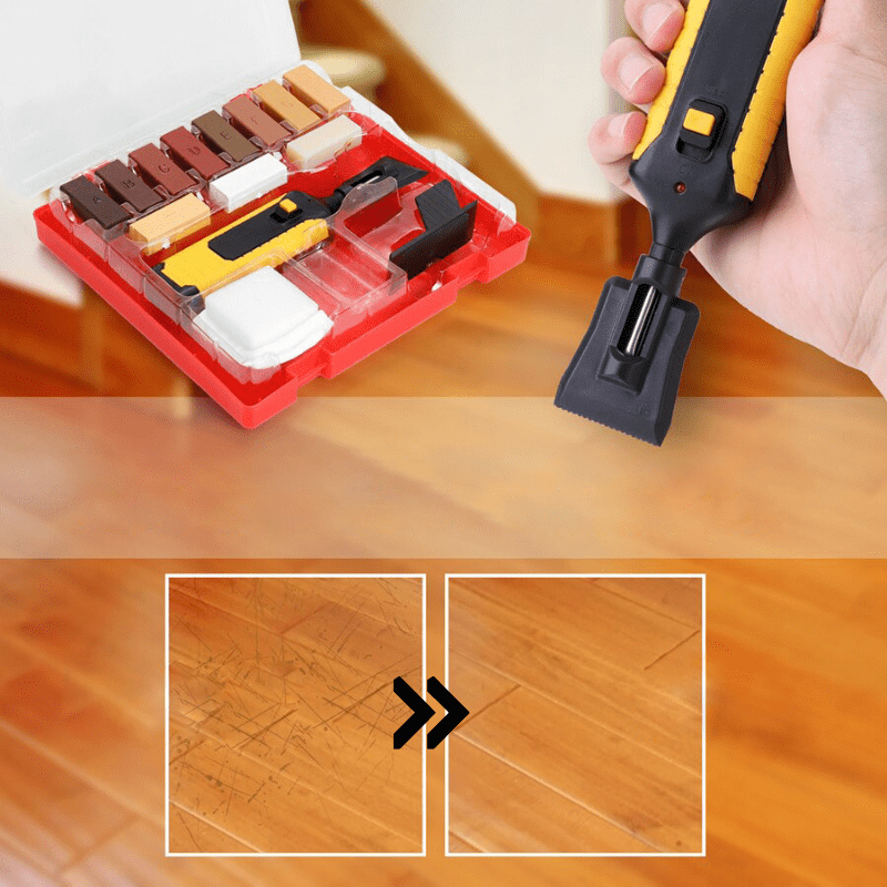 HolzReparaturSet – Komplettes Set für Holzböden mit Farbmatching-Wachsblöcken