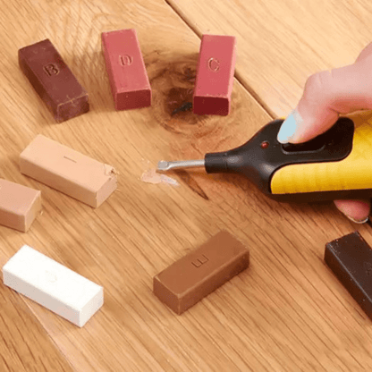 HolzReparaturSet – Komplettes Set für Holzböden mit Farbmatching-Wachsblöcken