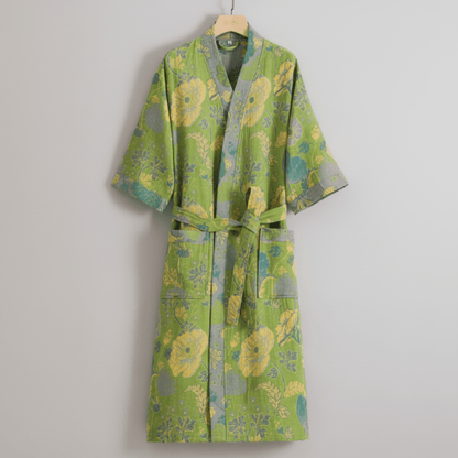 Kimono-Bademantel aus Bio-Baumwolle mit Ginkgo-Muster – Pelanva – Ansicht 11