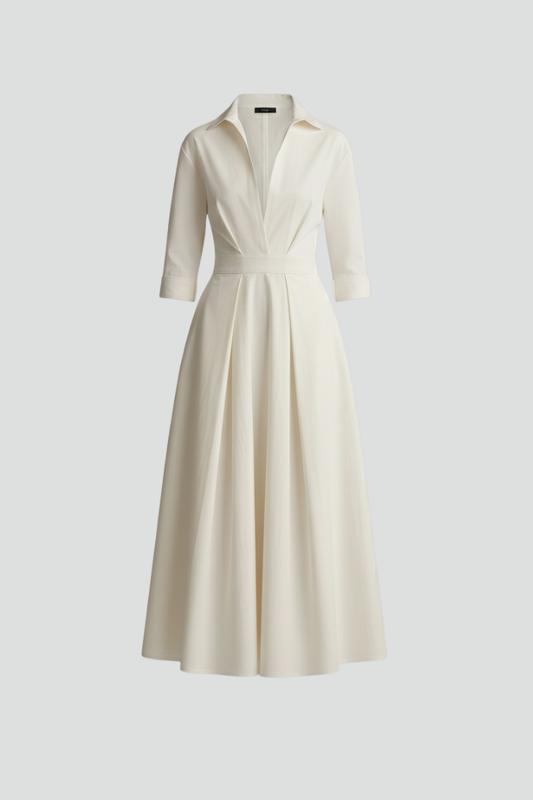 Lara | Damen Midikleid mit Knopfleiste vorne und Taillendetail – Damenkleid