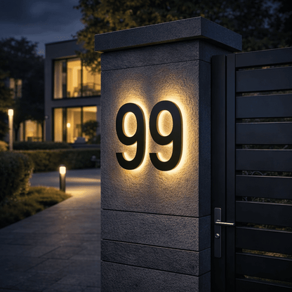 Individuell gestaltbare LED-Hausnummer für moderne Häuser – Pelanva – Ansicht 1