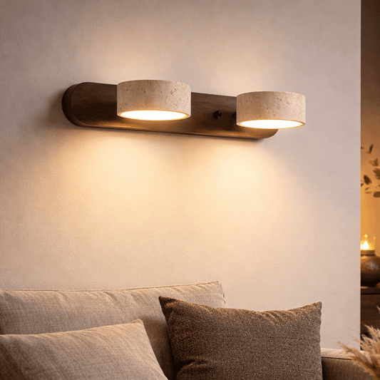LED Wandleuchte aus Travertin für architektonischen Luxus – Pelanva – Ansicht 1